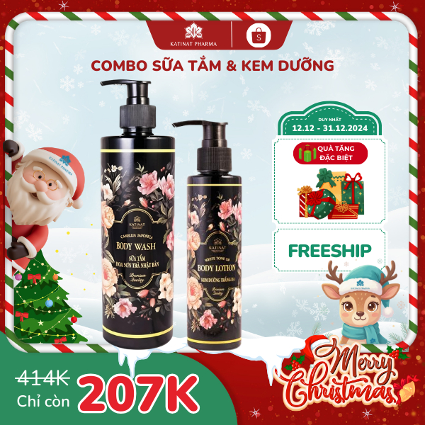 [KATINAT] Combo Bộ Đôi Dưỡng Da Katinat Chuyên Sâu, Sữa Tắm Hoa Sơn Trà Nhật Bản + Kem Dưỡng Katinat