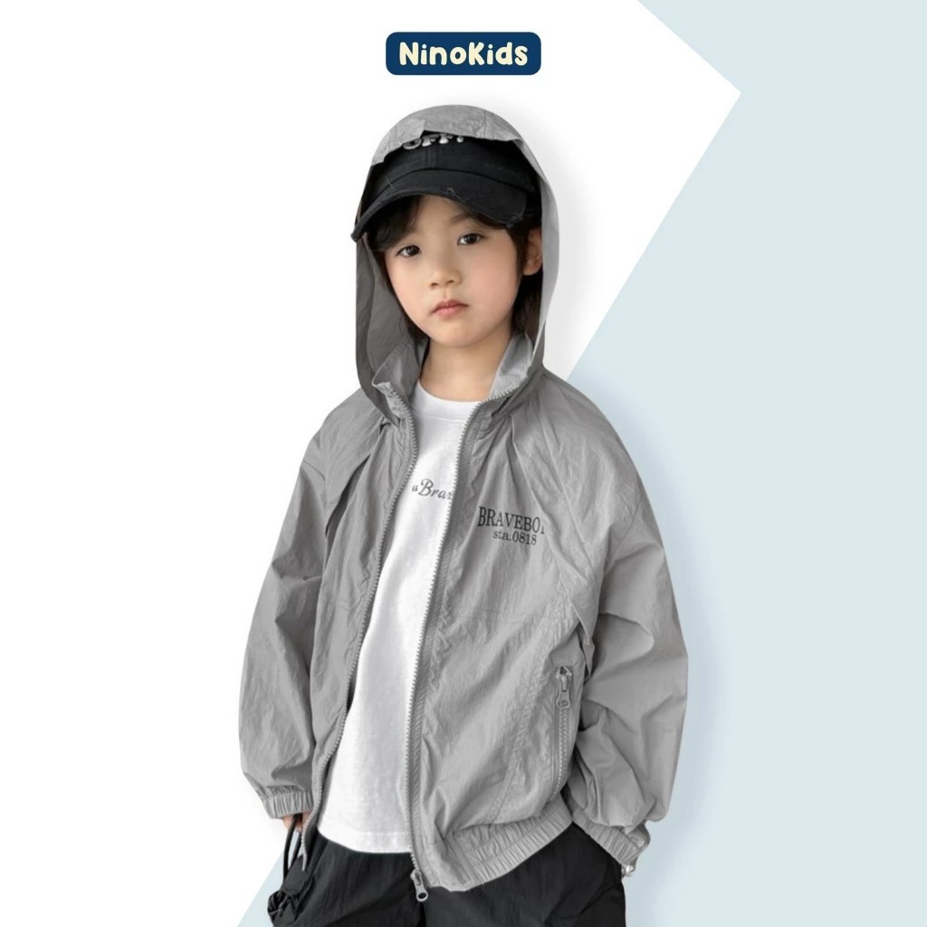 Áo khoác gió chống nắng cho bé trai lớp 1-9, phong cách Hàn Quốc, chất liệu vải dù thoáng khí, AN15 