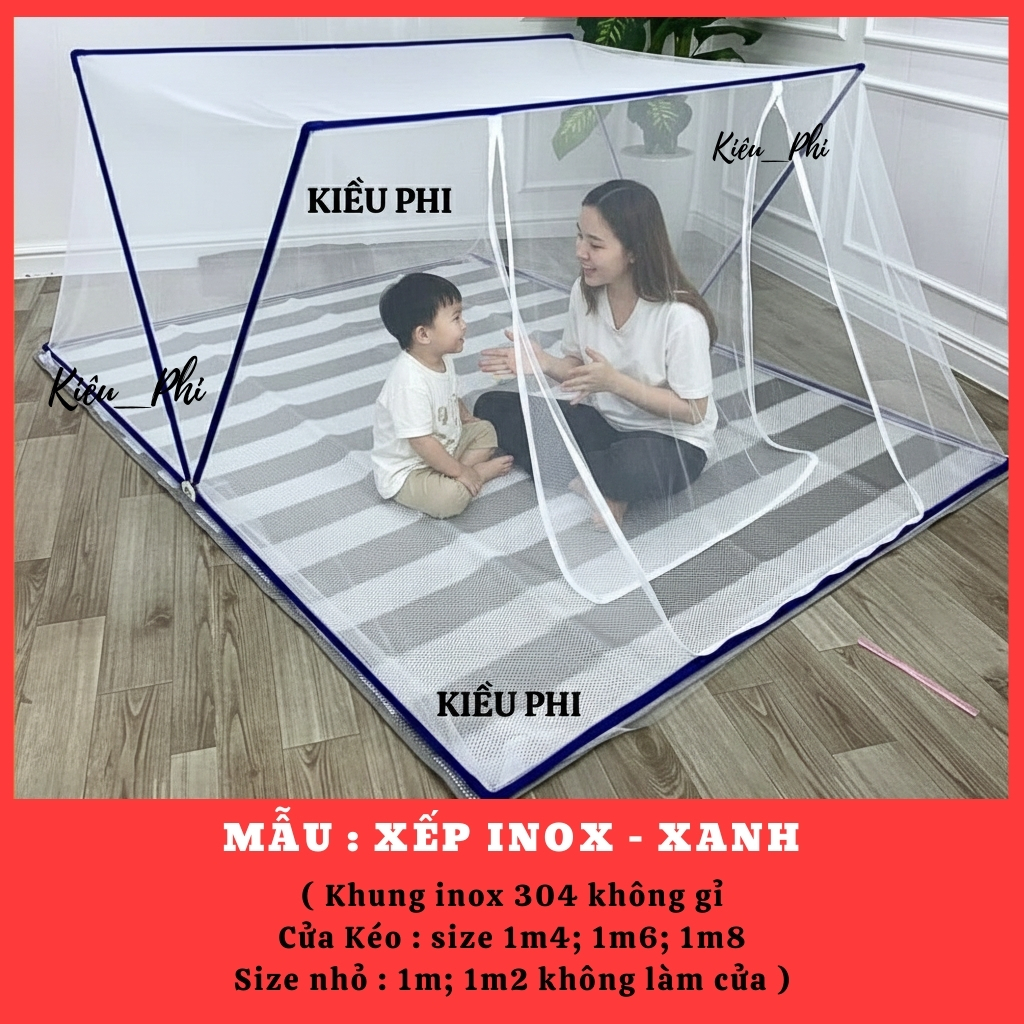 Mùng chụp tự bung ngủ chống muỗi người lớn 1m,1m2,1m4,1m6, 1m8 - màn khung xếp inox thông minh gia đình gấp gọn