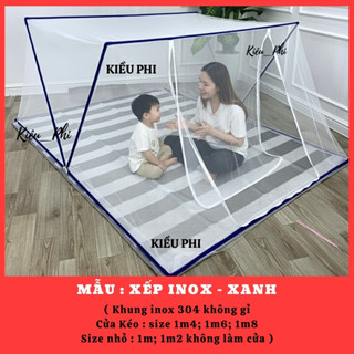 Mùng chụp tự bung ngủ chống muỗi người lớn 1m,1m2,1m4,1m6, 1m8 - màn khung xếp inox thông minh gia đình gấp gọn