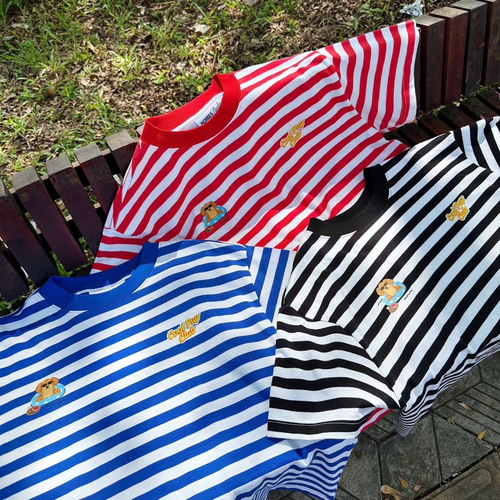 Áo Thun Boxy Sọc Ngang Cool Pup Club Local Brand Homiesstu, Áo Nam Nữ Unisex Menswear Hot Trend 2025 | BigBuy360 - bigbuy360.vn
