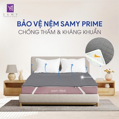 Tấm Bảo Vệ Nệm Prime SAMY BEDDING Cao Cấp An Toàn Thoáng Khí Chống Thấm Tuyệt Đối