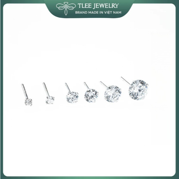 [Peinn] Khuyên tai bạc nữ TLEE nụ đá nhiều size lấp lánh nhỏ xinh B0206 (1 chiếc)