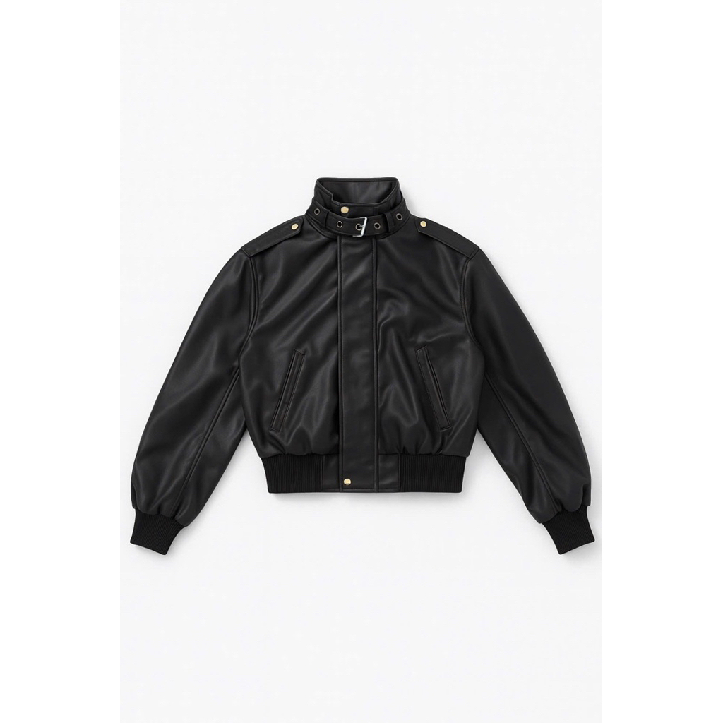 (MS.006) Wood-Grain Leather Bomber Jacket with Full Fur Lining – Unisexxx