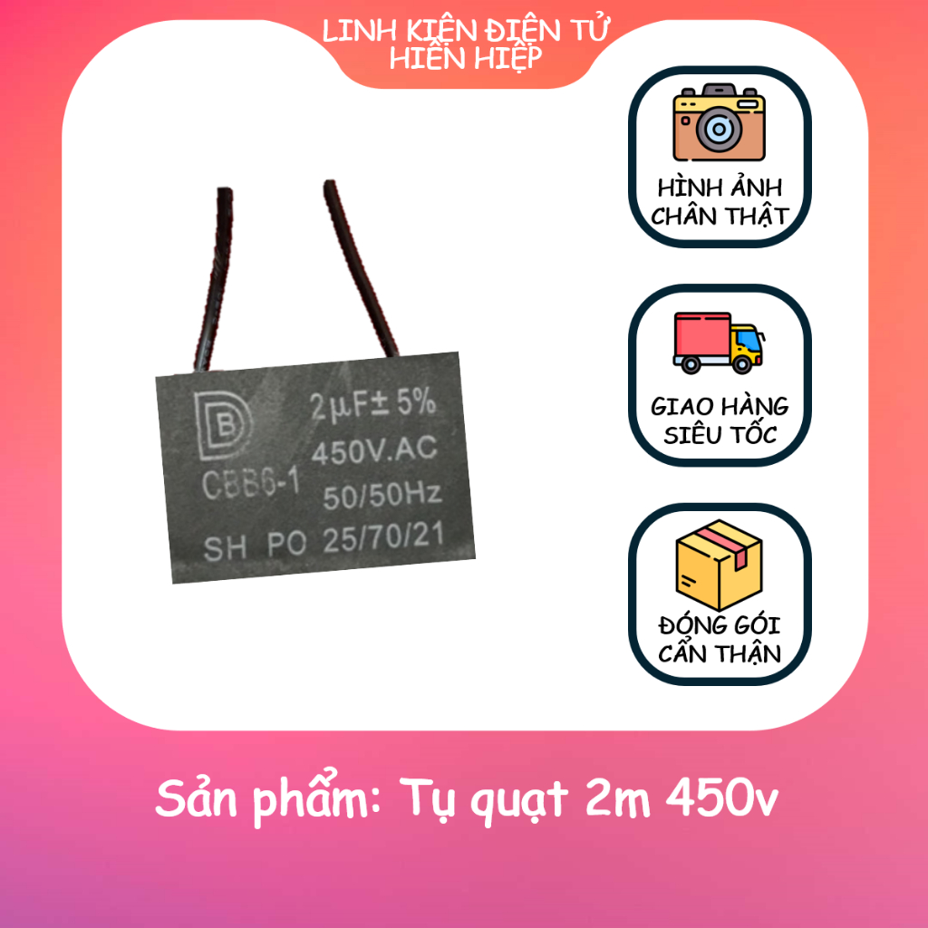 Tụ quạt 2m 450v - Linh kiện điện tử