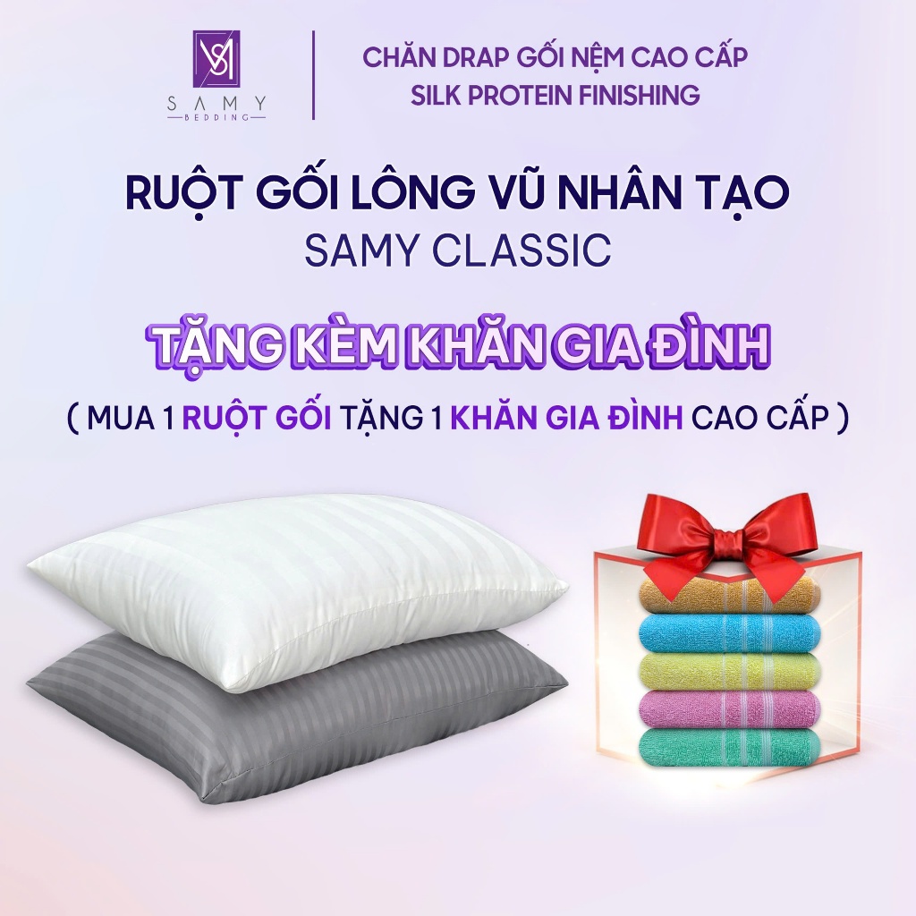 Ruột Gối Nằm Classic Lông vũ Nhân tạo SAMY BEDDING êm ái nâng đỡ