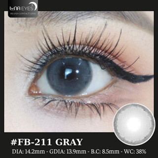   6m  Lens mắt FB-211 Gray màu xám trơn viền nhạt tự nhiên size vừa - thương hiệu LUNA EYES 
