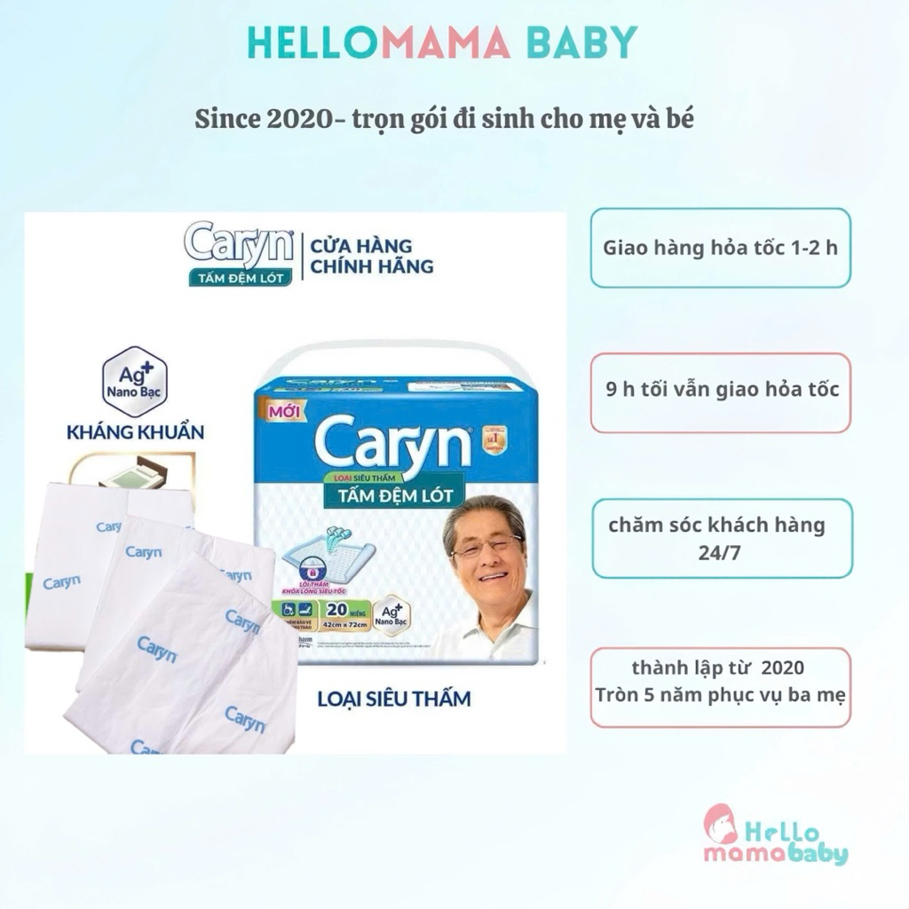 Tấm lót sản dịch cho sau sinh cho mẹ Caryn/ tấm đệm lót của người già , hoặc bệnh nhân ( màu trắng)-Hellomama *