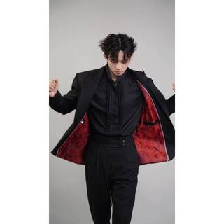 Áo Blazer 1 Khuy Phối Lót Gấm Đỏ Cao Cấp - Wanes Peak Lapels Blazer, Có Đệm Vai, Đứng Form, Tôn Vai Chiết Eo