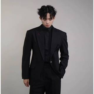 Áo Blazer 1 Khuy Phối Lót Gấm Đỏ Cao Cấp - Wanes Peak Lapels Blazer, Có Đệm Vai, Đứng Form, Tôn Vai Chiết Eo