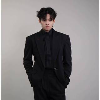 Áo Blazer 1 Khuy Phối Lót Gấm Đỏ Cao Cấp - Wanes Peak Lapels Blazer, Có Đệm Vai, Đứng Form, Tôn Vai Chiết Eo