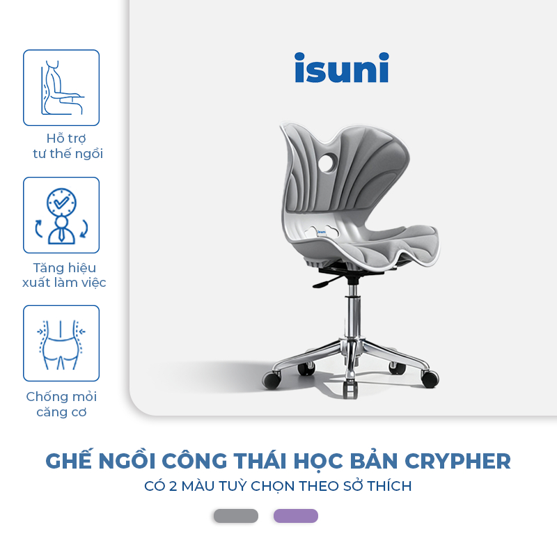 [BẢN CYPHER] Ghế Điều Chỉnh Tư Thế Ngồi ISUNI Chống Gù Lưng, Ghế Công Thái Học Giảm Đau Mỏi Lưng