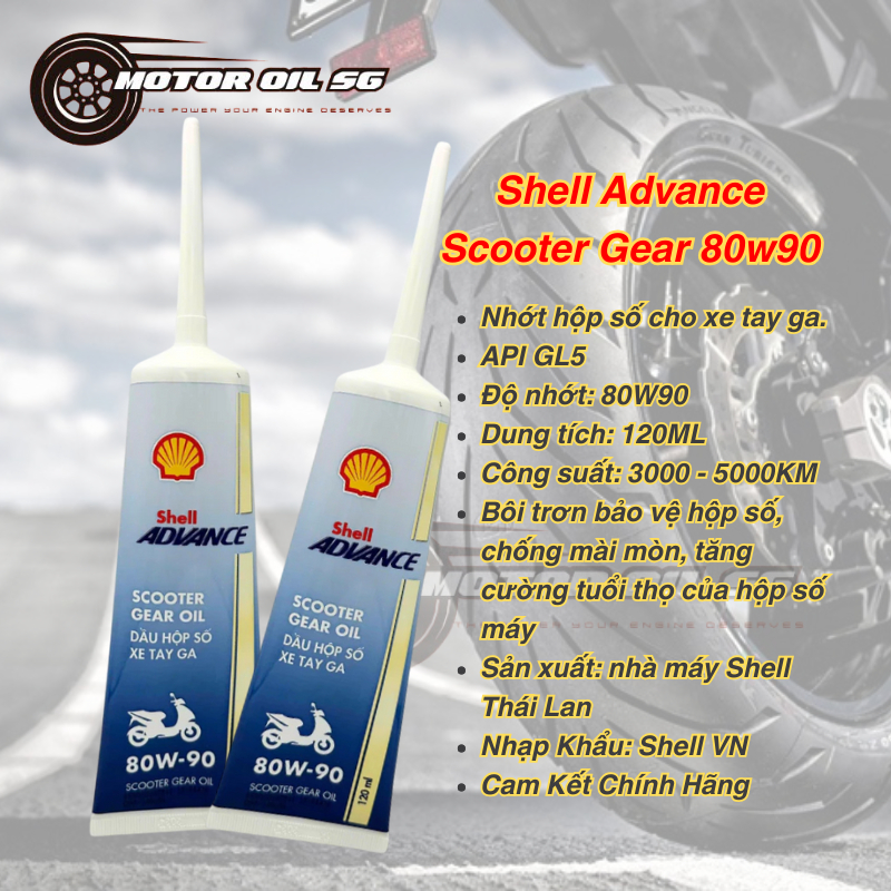 Nhớt Hộp Số (Láp) Xe Tay Ga Shell Thailand Advance Scooter Gear 80w90 120ML
