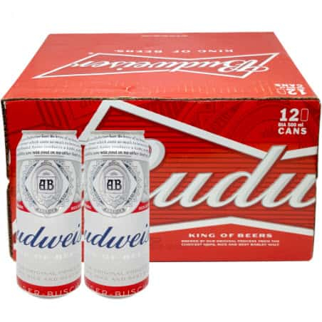 Bia Budweiser lon 500ml Mỹ thùng 12 lon nồng độ cồn 5%