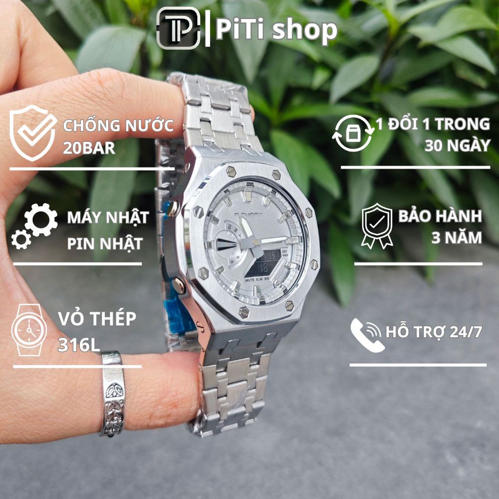 Đồng hồ Gờ Sốc Ga.2100 custom AP cao cấp bản dây thép GSK