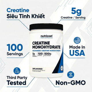   MỚI NHẤT  Bột Hỗ Trợ Sức Mạnh NutriCost Micronized Creatine Monohydrate 500g 