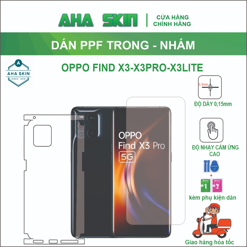 Dán PPF full lưng viền Oppo Find X3-X3 Pro-X3 Lite trong,nhám Chống trầy xước