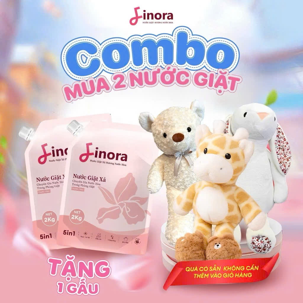 Combo 2 Nước Giặt Xả Finora hương nước hoa lưu Hương lâu + Tặng quà màu ngẫu nhiên