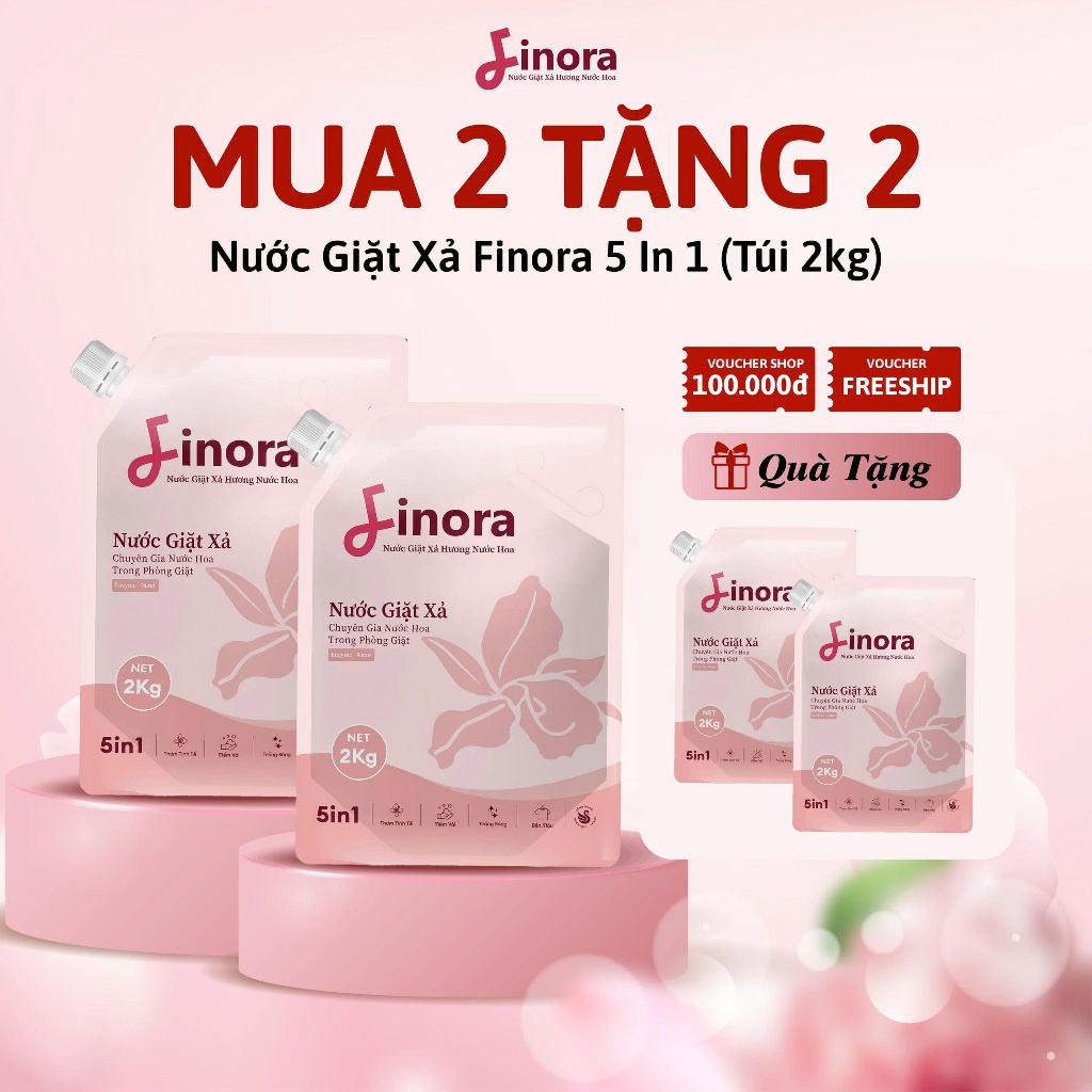 [MUA 2 TẶNG 2] Nước Giặt Xả Finora Hương Nước Hoa Cao Cấp (Tổng 8kg) - Lưu Hương lâu