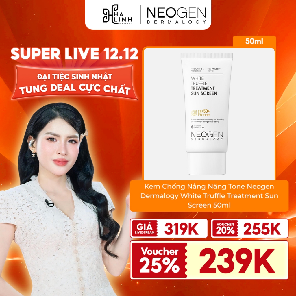   Võ Hà Linh x NEOGEN  Kem Chống Nắng Nâng Tone Bảo Vệ Da Neogen Dermalogy White Truffle Treatment Sun Screen 50ml 