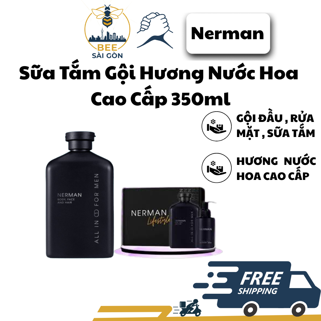 Sữa Tắm Gội Toàn Thân - Nerman - Gentleman 350ml Sữa Tắm Gội Hương Nước Hoa Cao Cấp Dưỡng Da Giảm Mụ