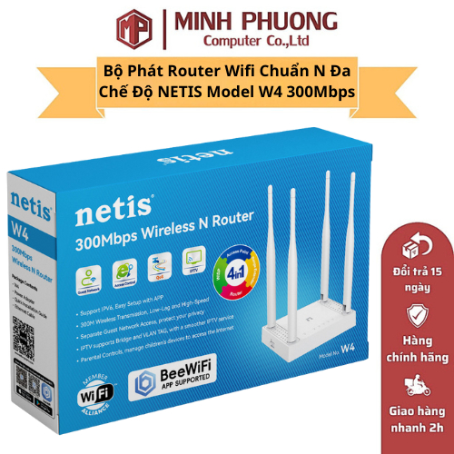 Bộ Phát Router Wifi Chuẩn N Đa Chế Độ NETIS Model W4 300Mbps