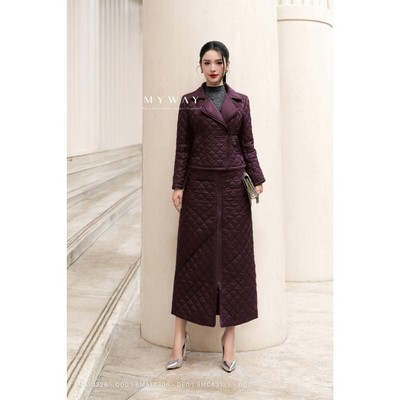 Set Áo Khoác Phao Mix Chân Váy Nữ MY WAY Dài Tay Trần Bông Cao Cấp 9MAP1326 9MCA3139
