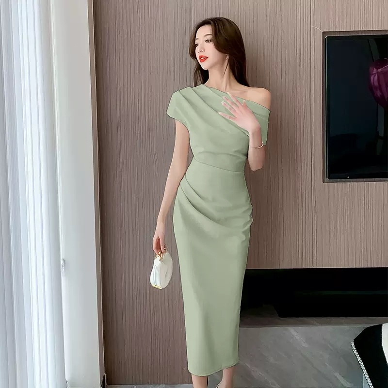 Váy trễ vai kiểu Pháp Váy trễ vai dài xẻ tà cho các bữa tiệcđầm body | BigBuy360 - bigbuy360.vn