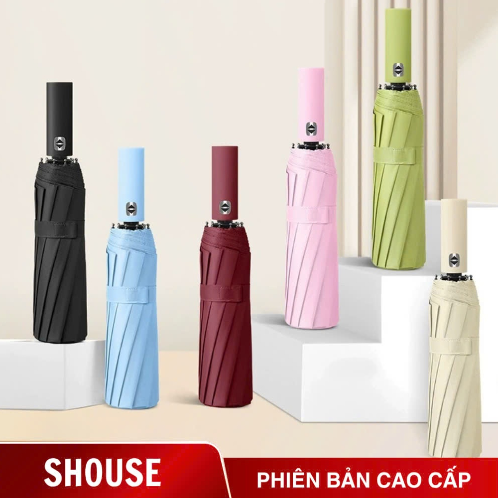 Ô dù che mưa nắng mini,ô che mưa gấp gọn tự động 12 nan kép, chống tia UV tự động đóng mở nhỏ gọn
