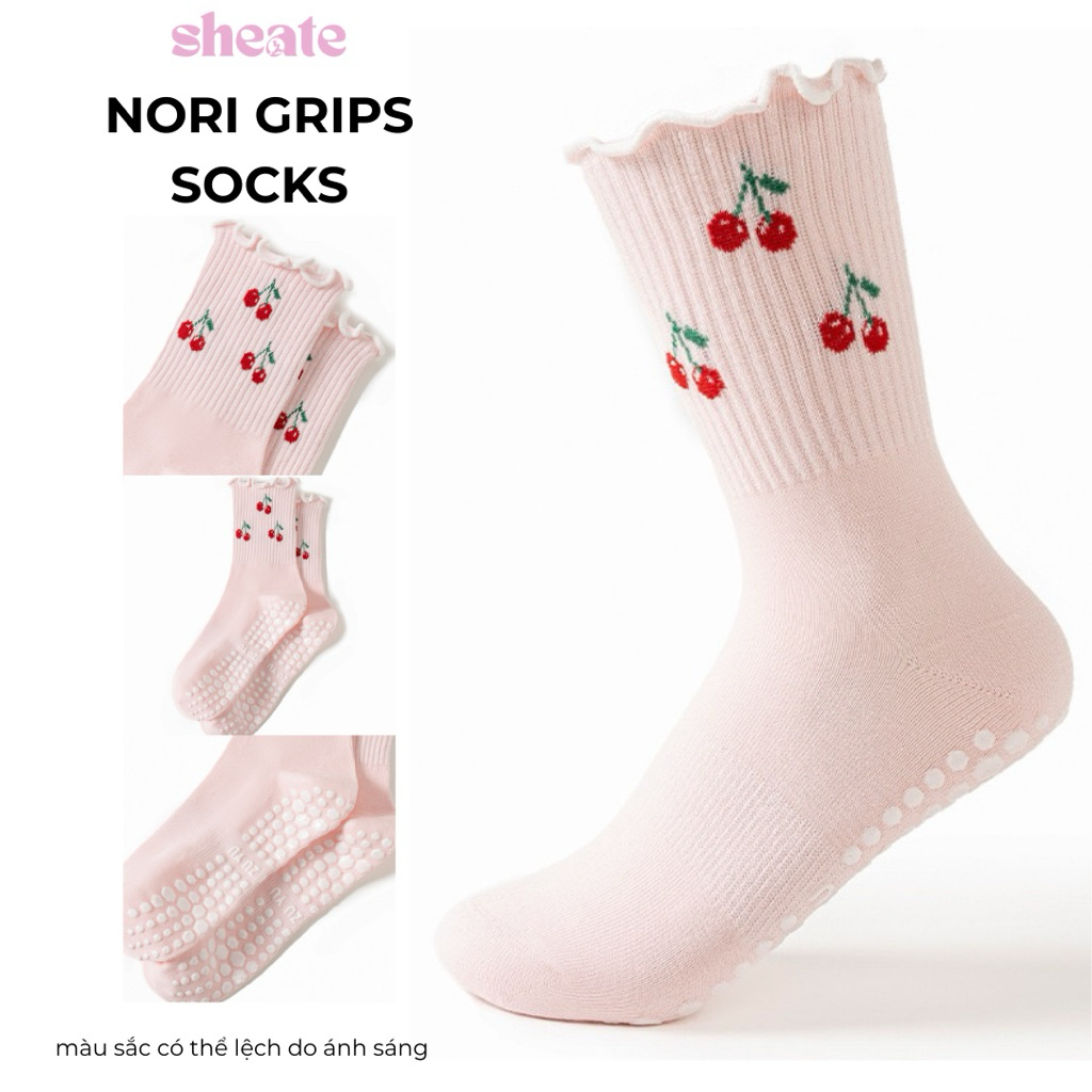NORI GRIP SOCKS / VỚ TẬP THỂ THAO CHỐNG TRƯỢT cổ trung hoạ tiết dễ huông