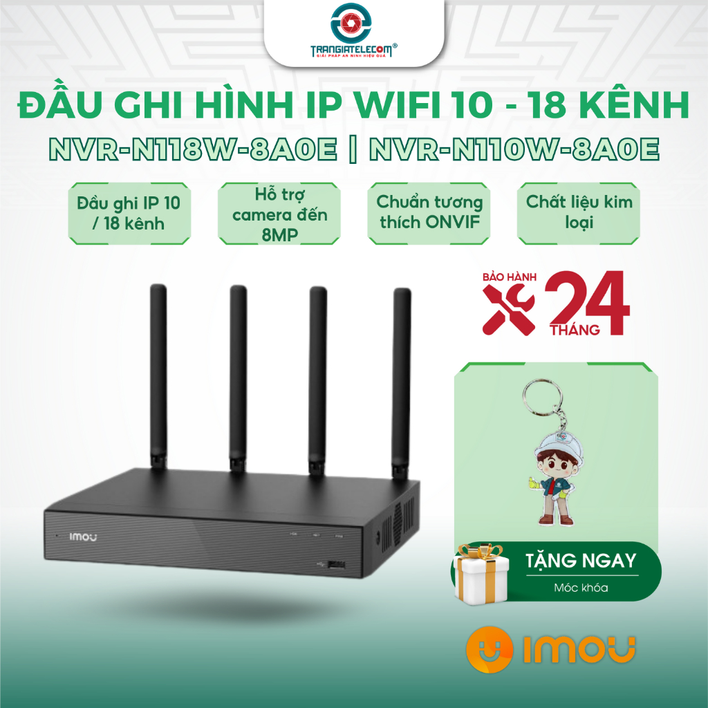 Đầu Ghi Hình Wifi IMOU NVR-N110W-8A0E / NVR-N118W-8A0E Đàm thoại 2 chiều, trình phát thông minh - TR