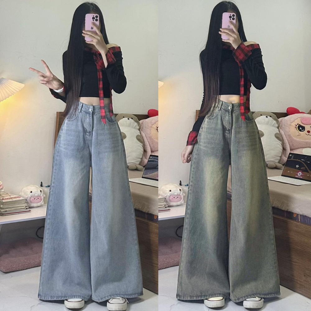 Quần Jean Ống Rộng 37cm MIAA Màu Retro Cạp Cao Siêu Tôn Dáng, Quần bò ống LOE  RỘNG đủ size nhiều màu | BigBuy360 - bigbuy360.vn