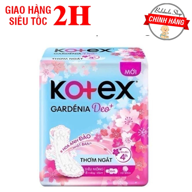 Băng Vệ Sinh Kotex Gardenia Deo + hương hoa anh đào siêu mỏng gói 8 miếng