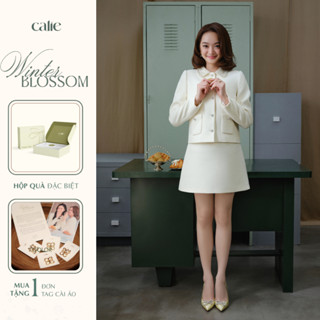   Winter chapter 1  Áo dạ tweed phối lá cổ đá chất liệu cao cấp form basic thanh lịch sang trọng thời trang Calie AK097 