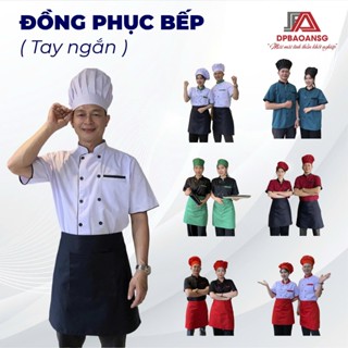 Áo Bếp Nam Nữ Tay Ngắn Nhiều Màu Đồng Phục Đầu Bếp Nhà Hàng Mẫu Đẹp
