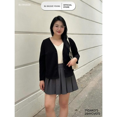 Áo cardigan cổ V BIGSIZE (55kg đến 95kg) – 25DAK073 - [BU Bigsize Young]