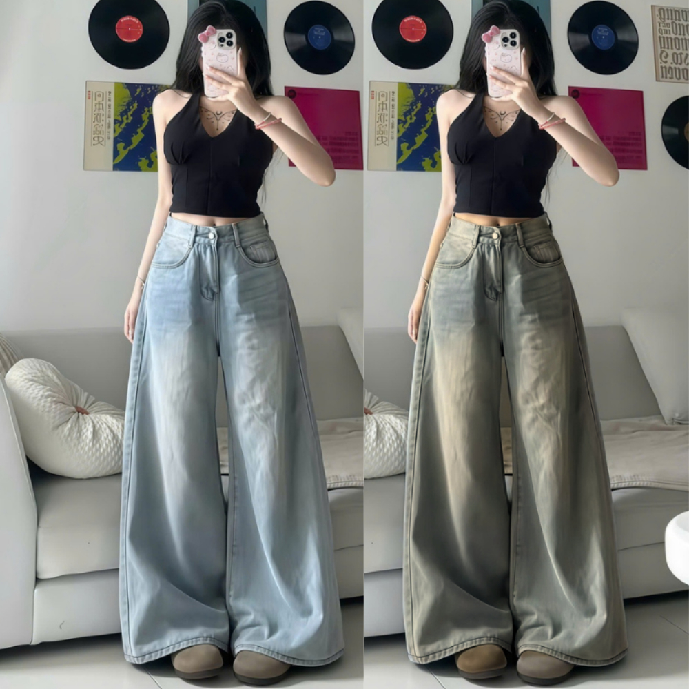  Quần Jean RỘNG LOE SUÔNG ống 37cm MIAA  Lưng Cao Chất Liệu Jean Cao Cấp Quần Suông Loe đủ size XS-XL  có BigSize   