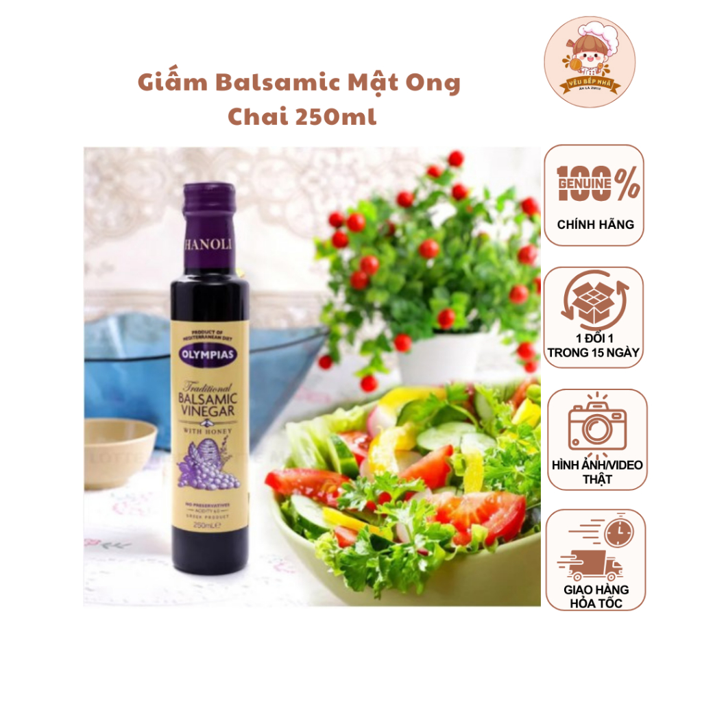 Giấm Balsamic Mật Ong Olympias Nhập Khẩu Chai 250ML