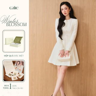   Winter Chapter 2  Váy xoè dạ tweed 2 túi cơi có ly súp form basic thanh lịch sang trọng thời trang nữ Calie VX328 