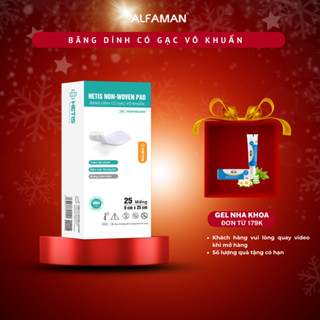  Hộp 25 Miếng Băng Dính Có Gạc Vô Khuẩn HETIS NON-WOVEN PAD Giúp Bảo Vệ Vết Thương Khỏi Vi Sinh Vật 