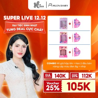   Võ Hà Linh x Mlen Diary  COMBO Mi giả hộp lớn + keo 2 đầu bản nâng cấp màu đen 8g + nhíp 
