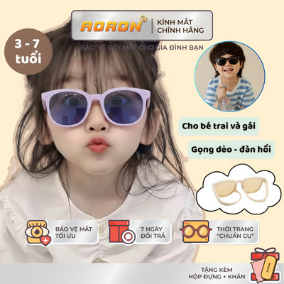 Kính Mát Cho Bé Từ 3-7 Tuổi AORON Tròng Phân Cực Nhiều Màu Chống Tia UV Bảo Vệ Mắt Gọng Dẻo Đàn Hồi Chống Gãy AK211