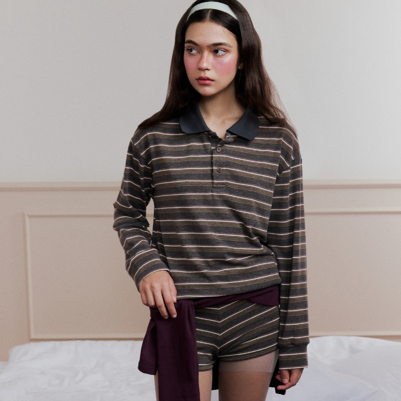  Kuchimachic - Crew Polo | Áo polo kẻ ngang chất thun cotton mỏng mã sản phẩm KUAP250809 