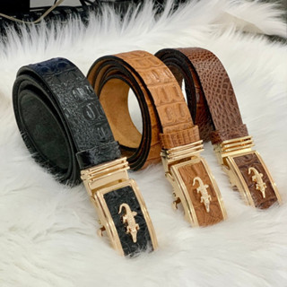  Thắt Lưng Dây Nịt Nam Da Bò Nguyên Miếng Dập Vân Cá Sấu Cao Cấp Thời Trang Mặt Khóa Tự Động và Khóa Cài Kim JNM004 