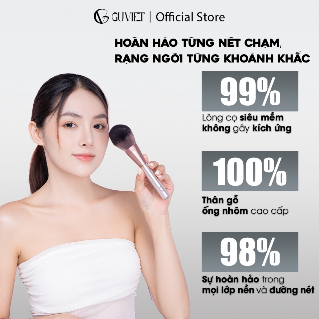 [Võ Hà Linh x GUVIET]  Set 12 Cọ Nâu Ngà Kèm Bao Da (côc) tặng trứng giặt cọ 250g | BigBuy360 - bigbuy360.vn