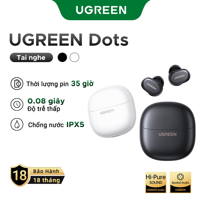 Tai nghe UGREEN Dots Bluetooth 6.0TWS Hỗ trợ 4 Mic Bộ mã âm thanh AAC / SBC Âm thanh âm thanh Hi-Pure Âm thanh không
