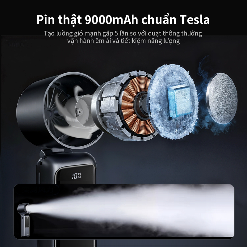 Tiankeplus TF50 Quạt Cầm Tay Mini Sò Lạnh Pin Siêu Bền 9000mAh Tích Hợp Sạc Dự Phòng & Đèn Pin Gấp gọn quạt tích điện mi | BigBuy360 - bigbuy360.vn