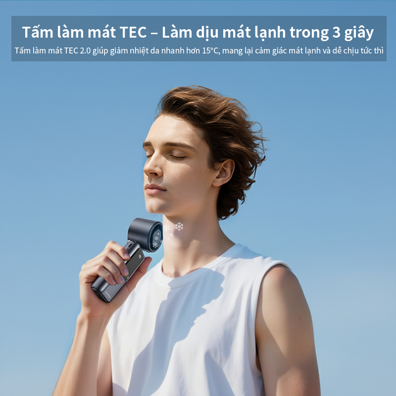Tiankeplus TF50 Quạt Cầm Tay Mini Sò Lạnh Pin Siêu Bền 9000mAh Tích Hợp Sạc Dự Phòng & Đèn Pin Gấp gọn quạt tích điện mi | BigBuy360 - bigbuy360.vn