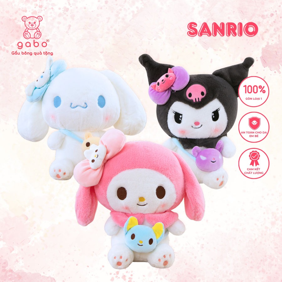 Gấu Bông Hoạt hình Melody, Cinnamoroll, Kurumi đeo túi thú, GABO TEDDY BEAR