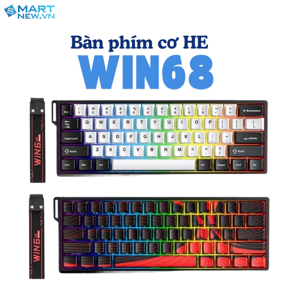 Bàn phím cơ gaming AULA WIN68 - Magetic Switch - Rapid Trigger - Led RGB - Có APP - Tặng kèm móc cài
